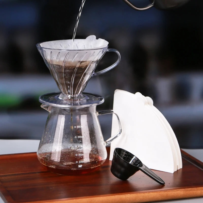 Pour Over Coffee Dripper Set 600ml Glass Server