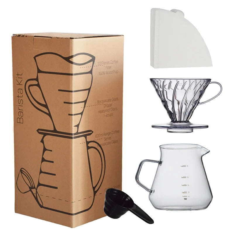 Pour Over Coffee Dripper Set 600ml Glass Server